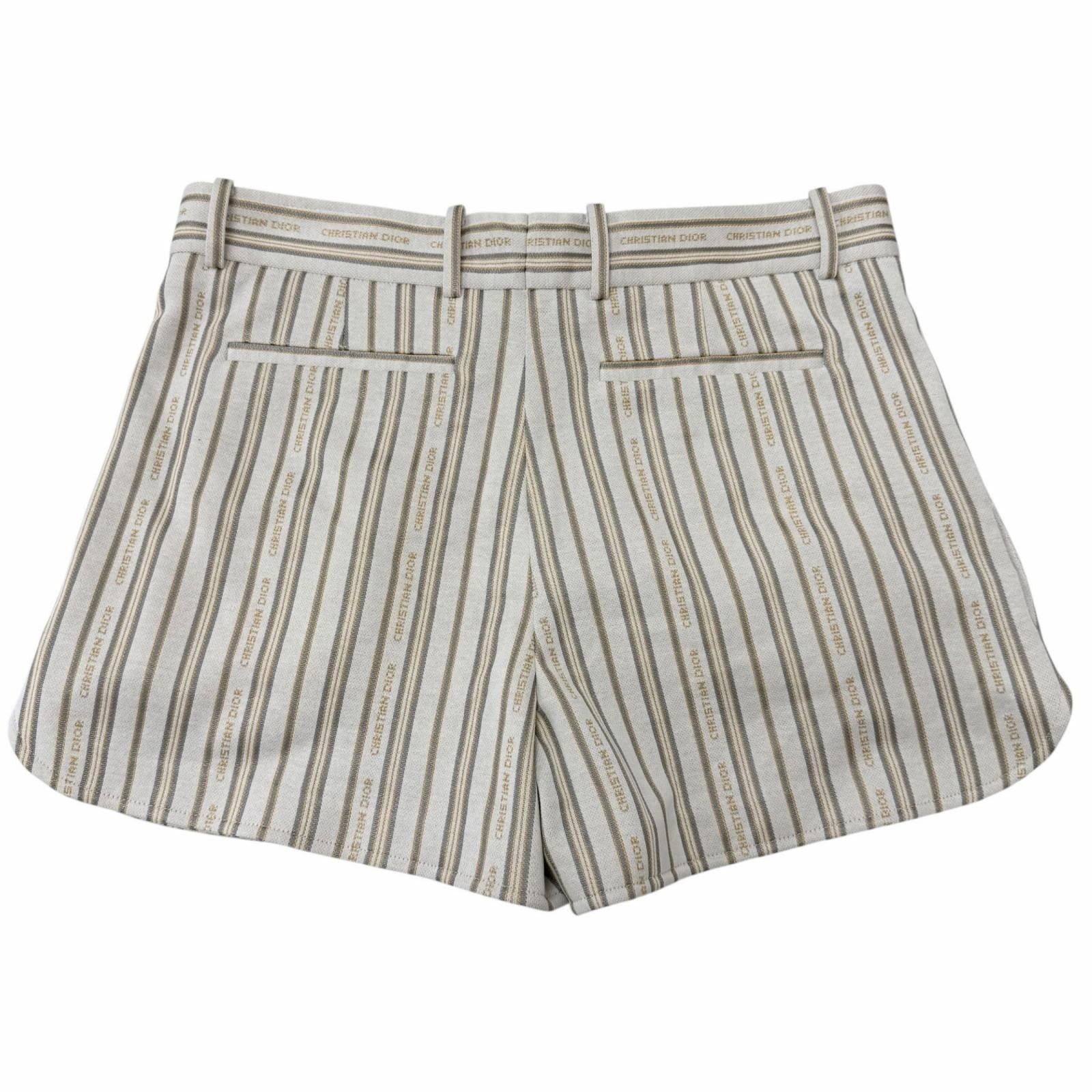 Dior Homme Striped Pattern Shorts Ivory — view 2