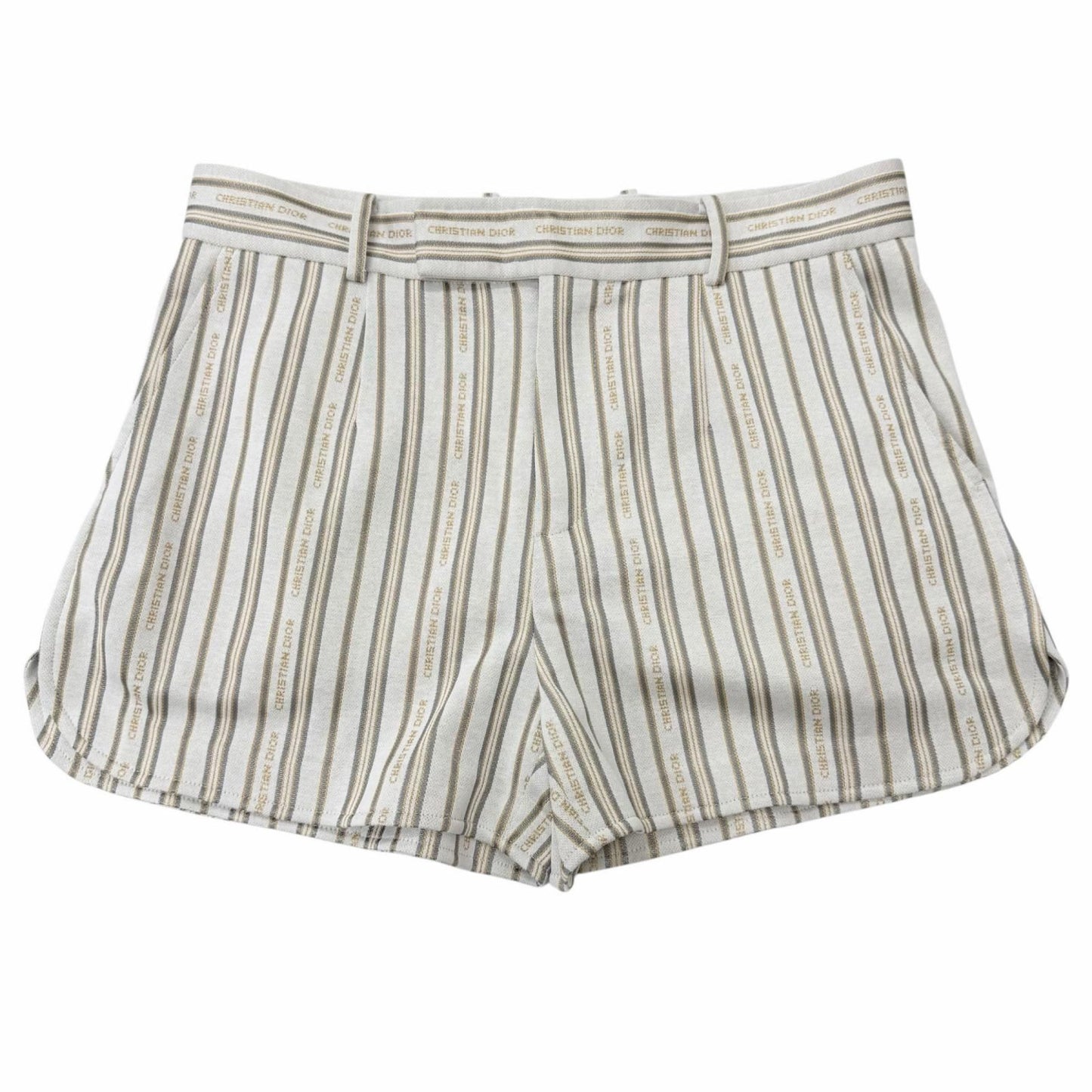 Dior Homme Striped Pattern Shorts Ivory
