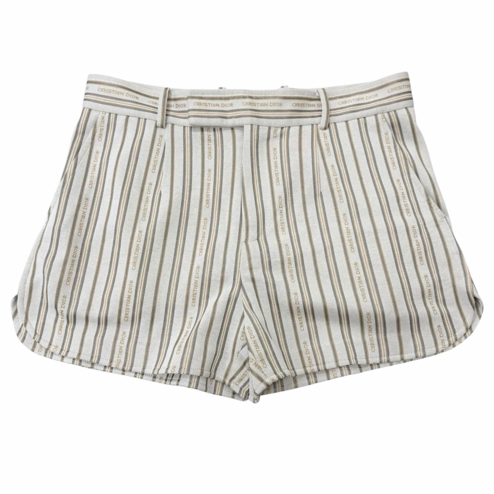 Dior Homme Striped Pattern Shorts Ivory