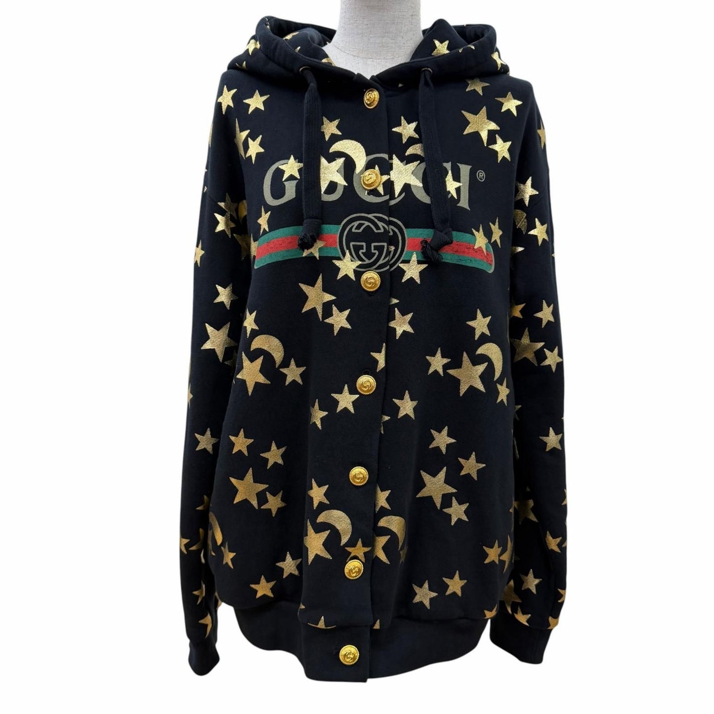 Gucci Cotton 100% Vintage Processed GG Button Sherry Line Star Logo Hooded