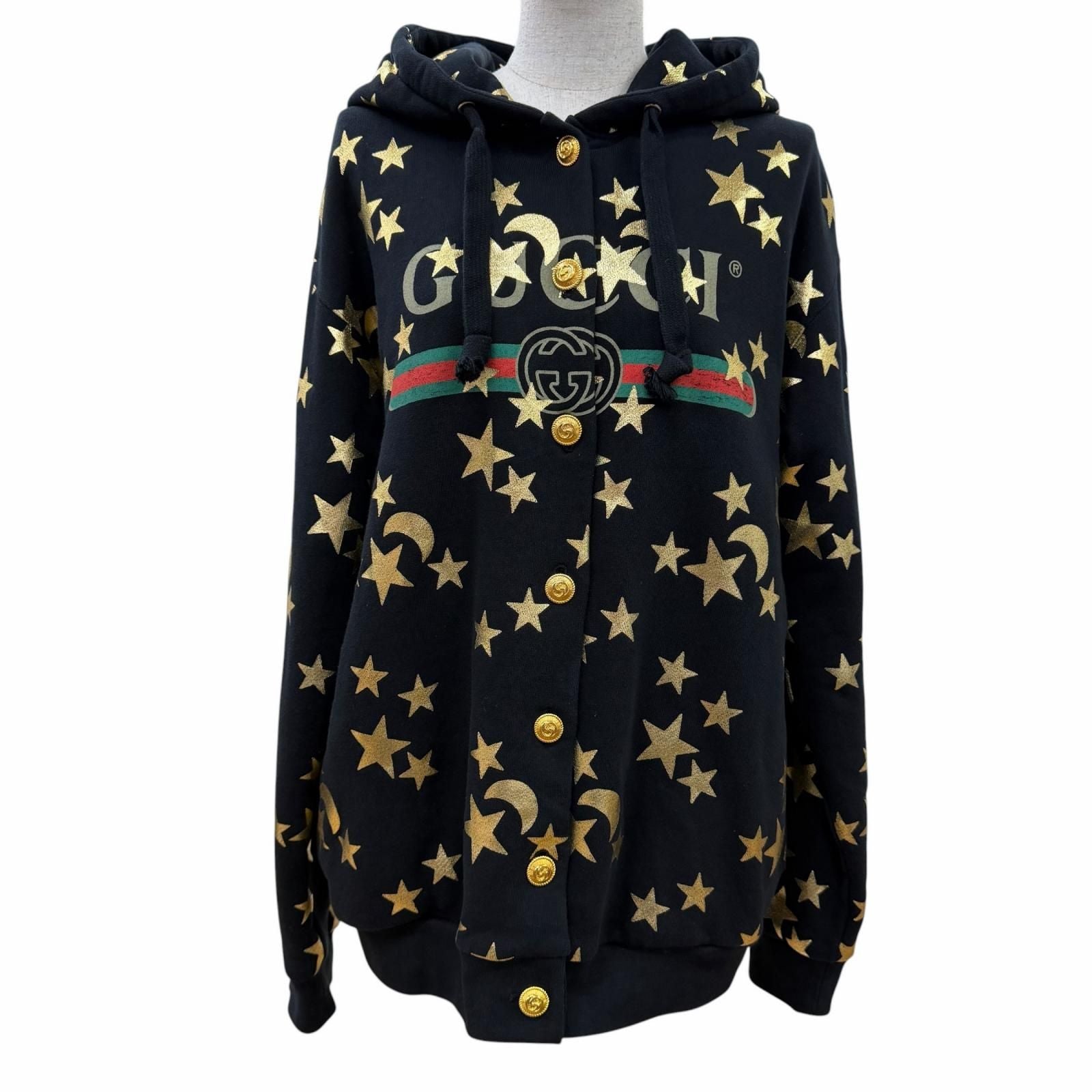 Gucci Cotton 100% Vintage Processed GG Button Sherry Line Star Logo Hooded