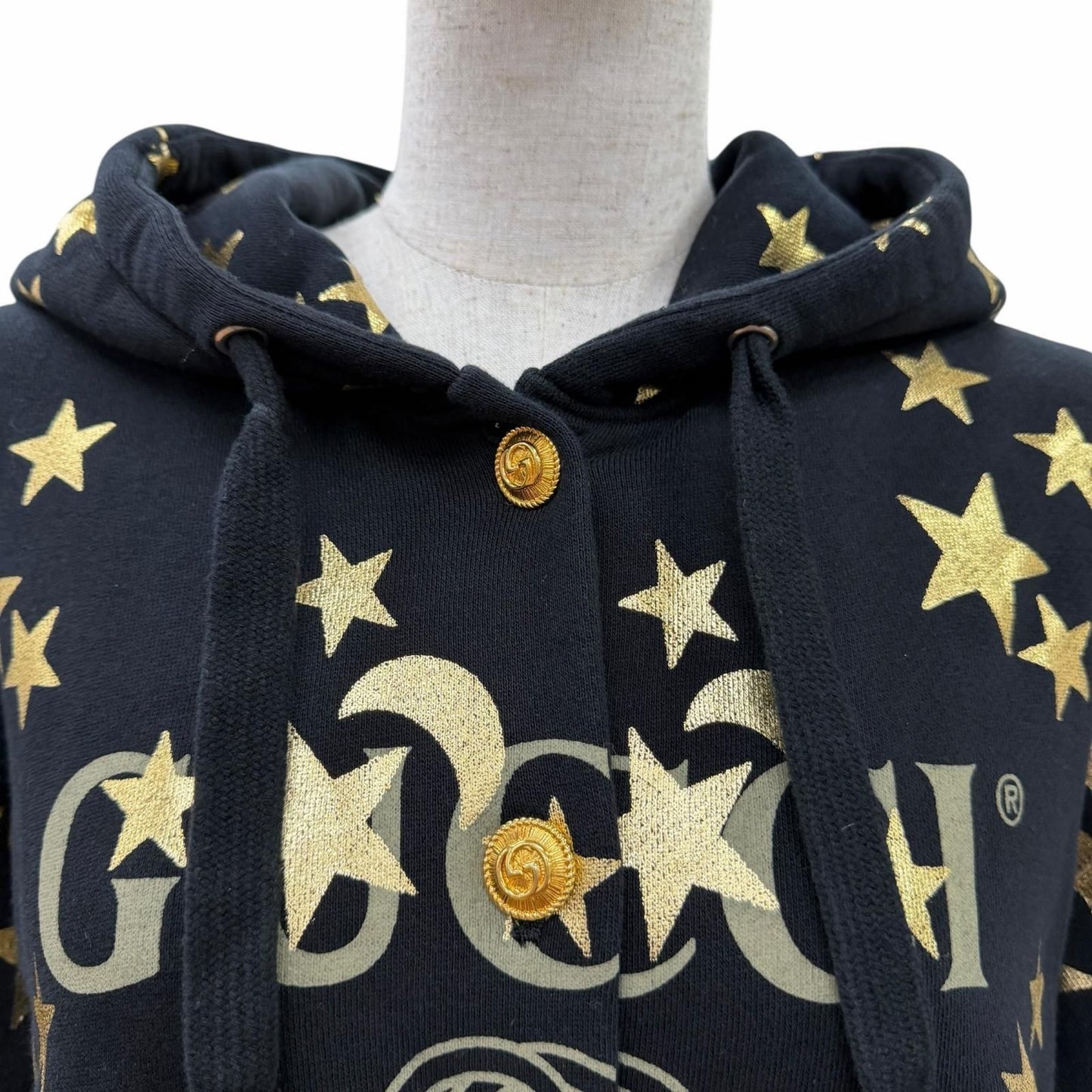 Gucci Cotton 100% Vintage Processed GG Button Sherry Line Star Logo Hooded — view 4