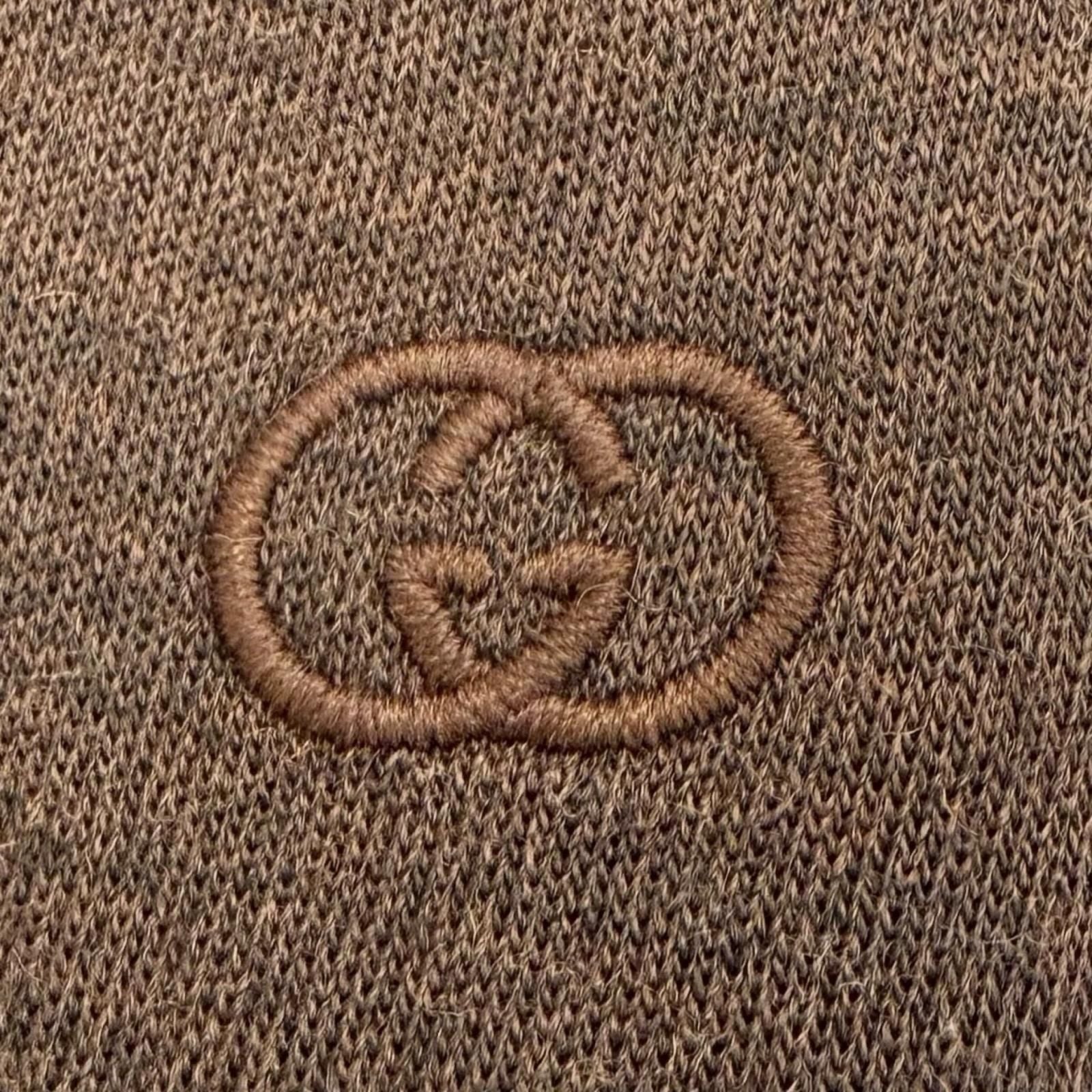 Gucci Interlocking Embroidery Wool Cotton Jersey Short Sleeve Shirt Brown 40 — view 5