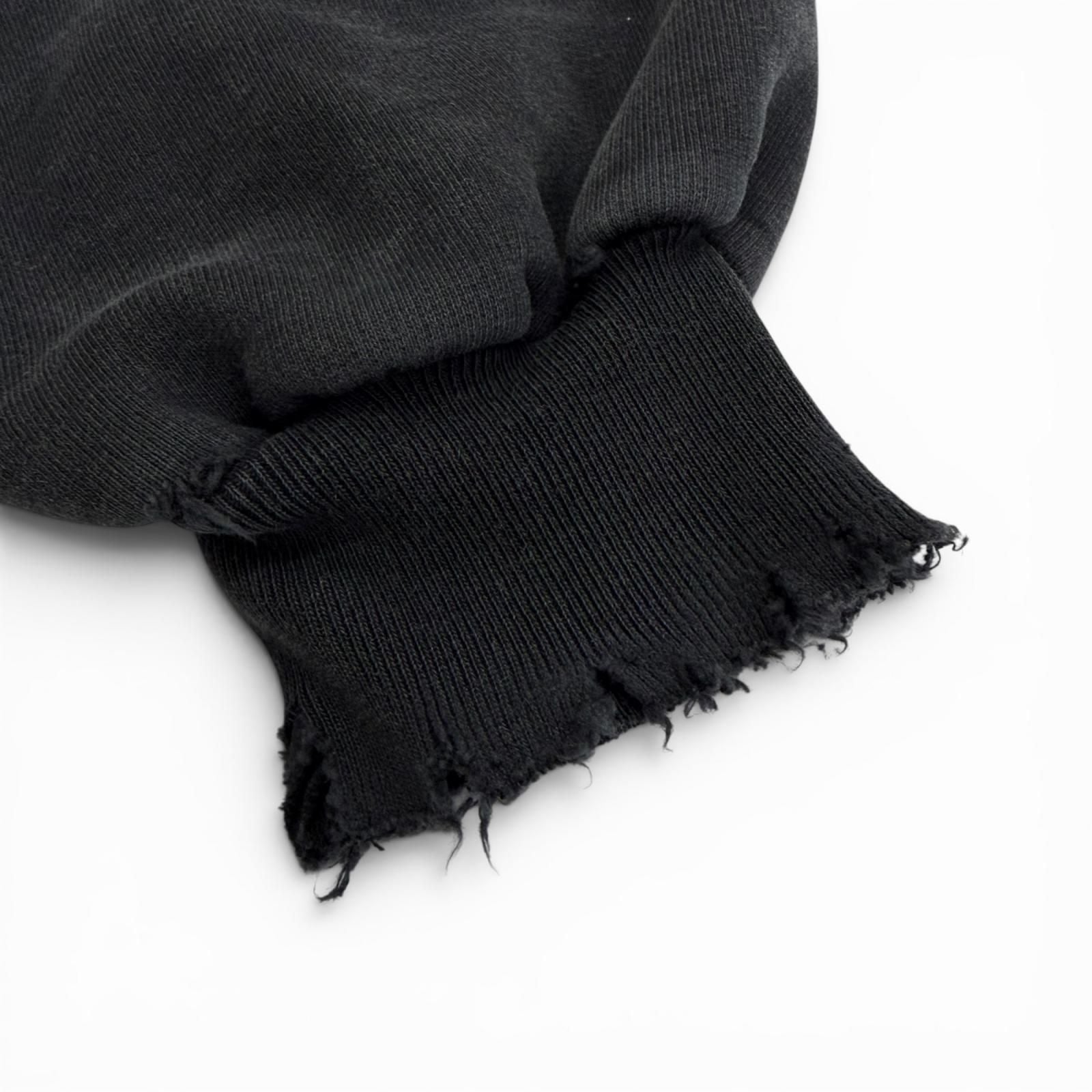 Balenciaga Cotton 100% Distressed Cropped Hoodie Pullover Black 1 with Hanger — view 5