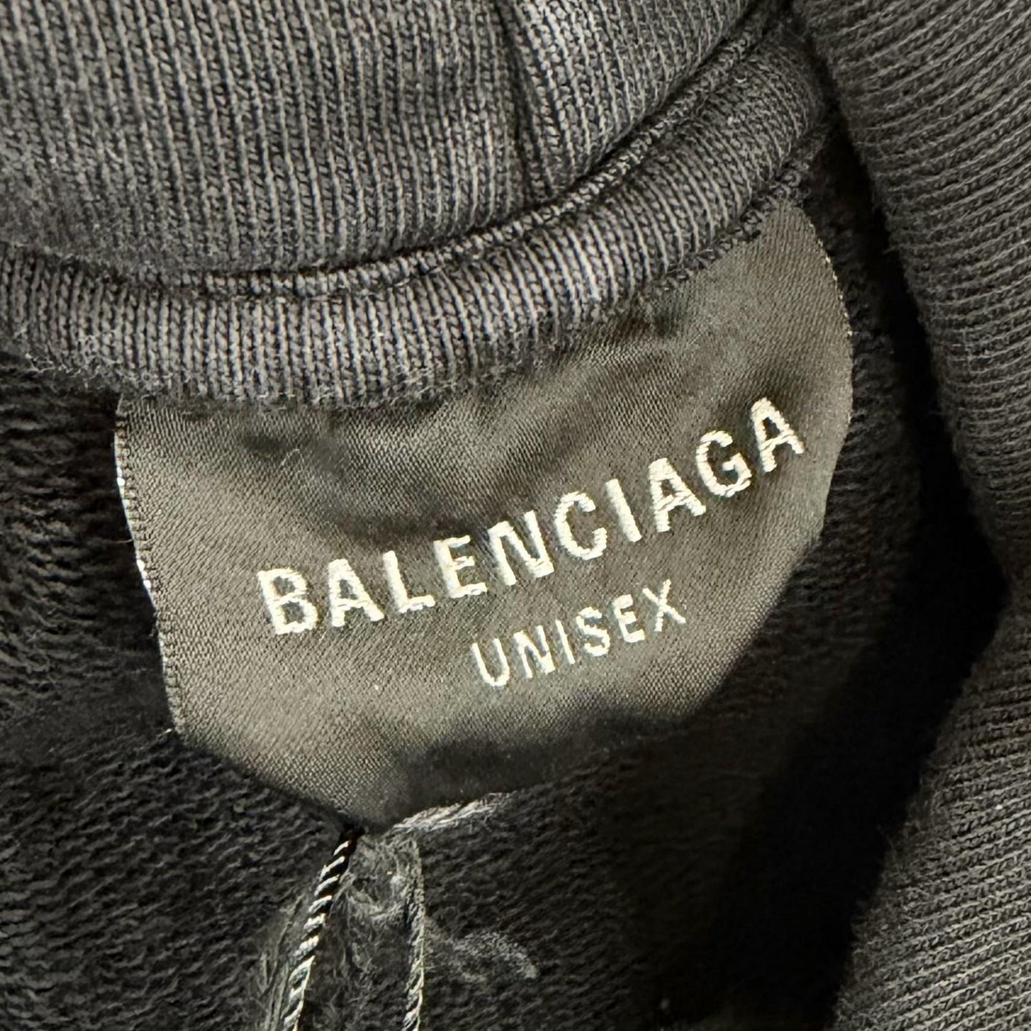 Balenciaga Cotton 100% Distressed Cropped Hoodie Pullover Black 1 with Hanger — view 7