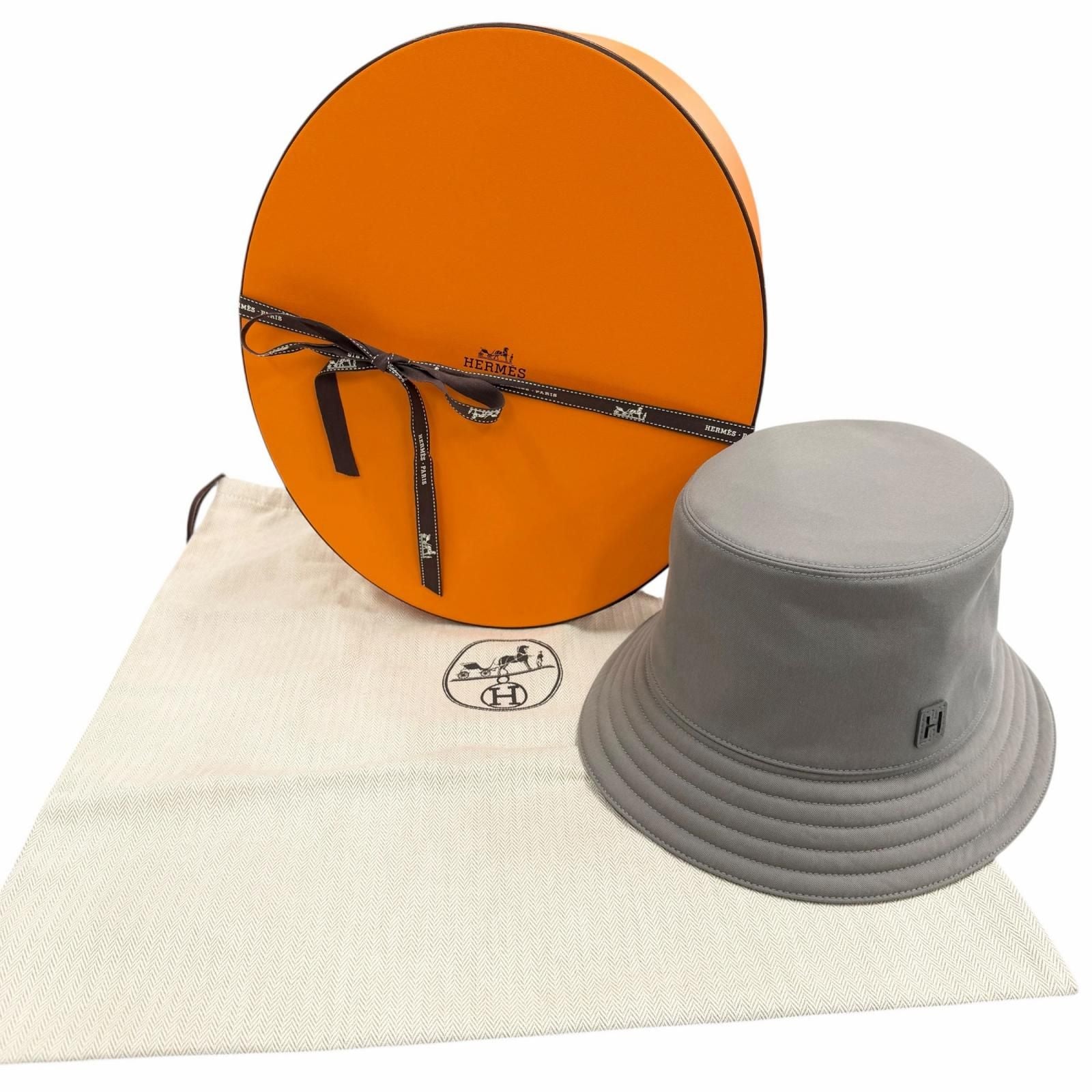 Hermes Cotton Polyurethane Grimeyer Logo Patch Bucket Hat 60 — view 2