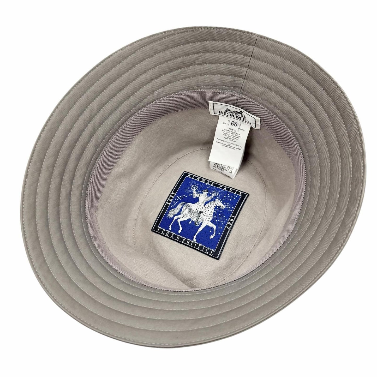 Hermes Cotton Polyurethane Grimeyer Logo Patch Bucket Hat 60 — view 7