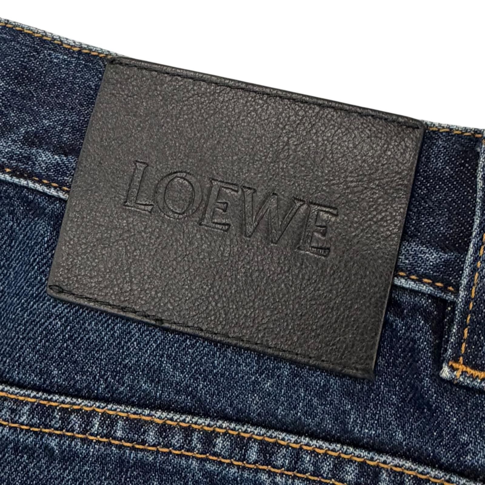 Loewe Fisherman Leather Logo Patch Turn Up Jeans Denim Pants Indigo 44 — view 6
