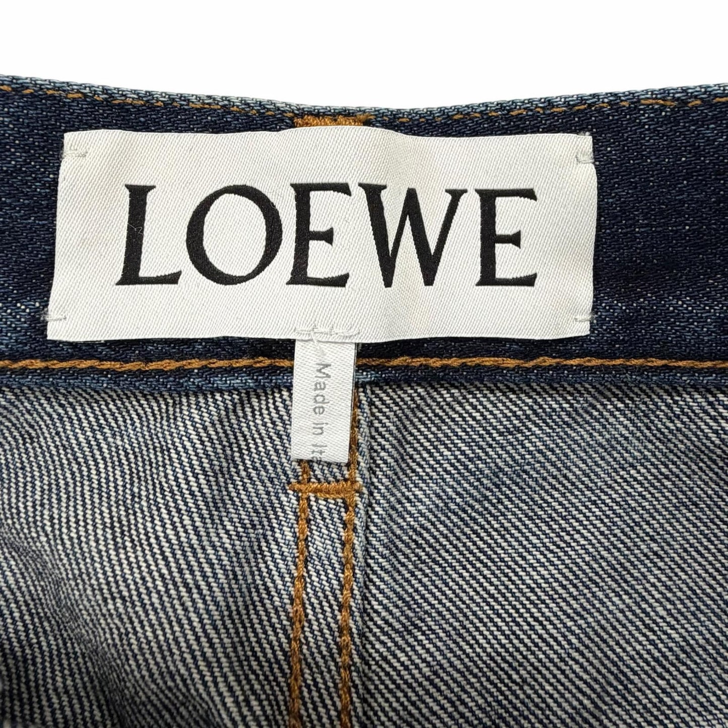 Loewe Fisherman Leather Logo Patch Turn Up Jeans Denim Pants Indigo 44 — view 5
