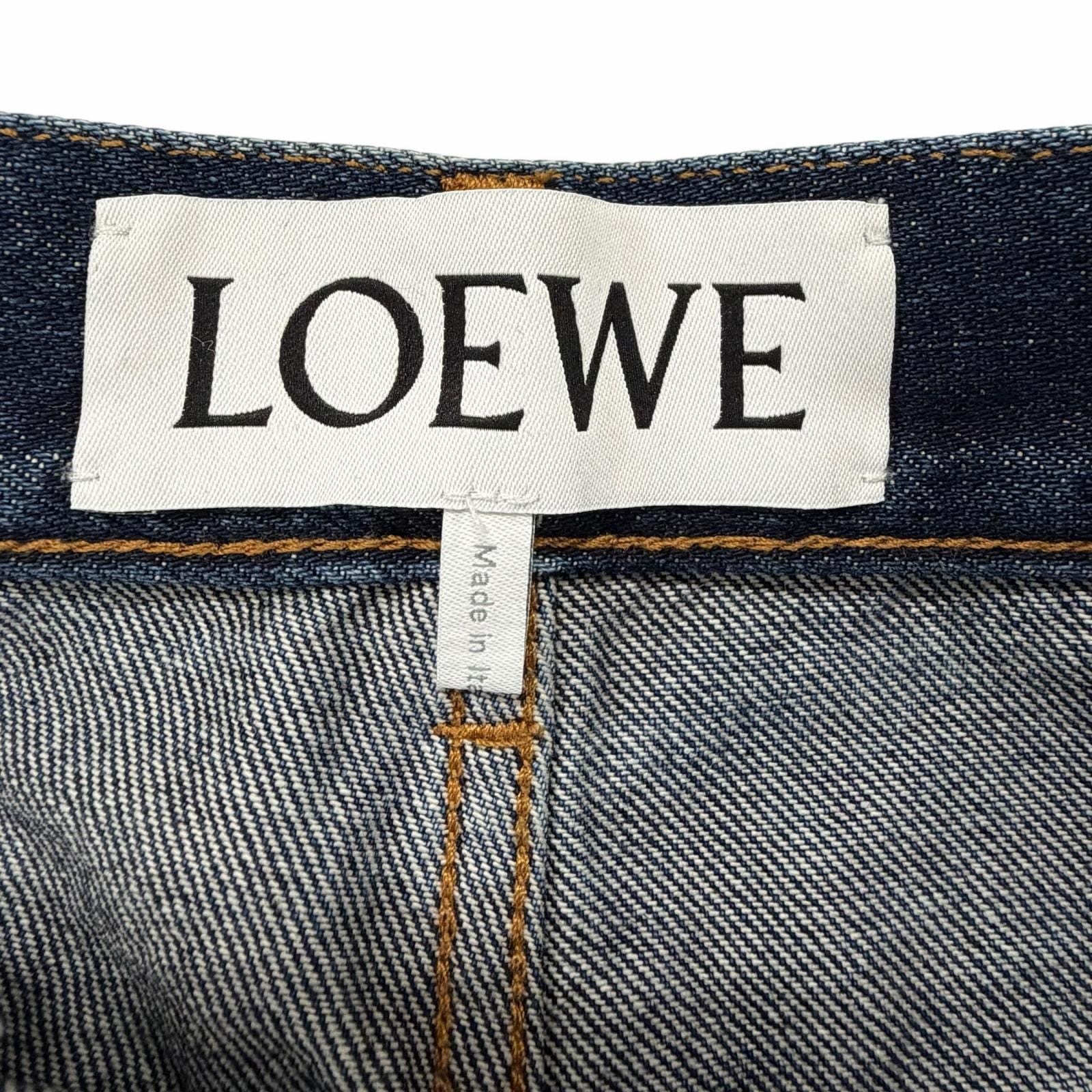 Loewe Fisherman Leather Logo Patch Turn Up Jeans Denim Pants Indigo 44 — view 5