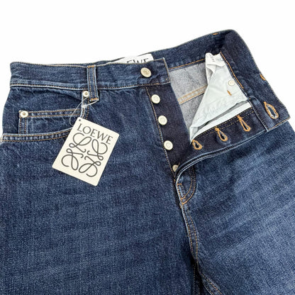 Loewe Fisherman Leather Logo Patch Turn Up Jeans Denim Pants Indigo 44 — view 4