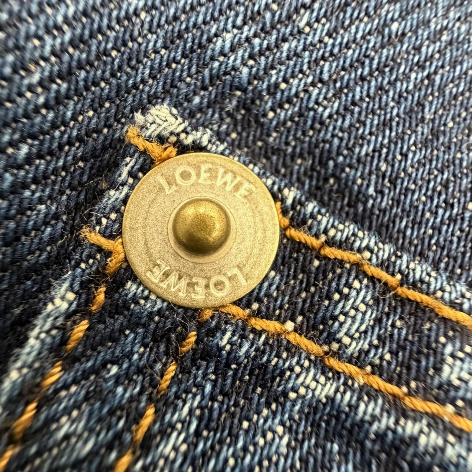 Loewe Fisherman Leather Logo Patch Turn Up Jeans Denim Pants Indigo 44 — view 9