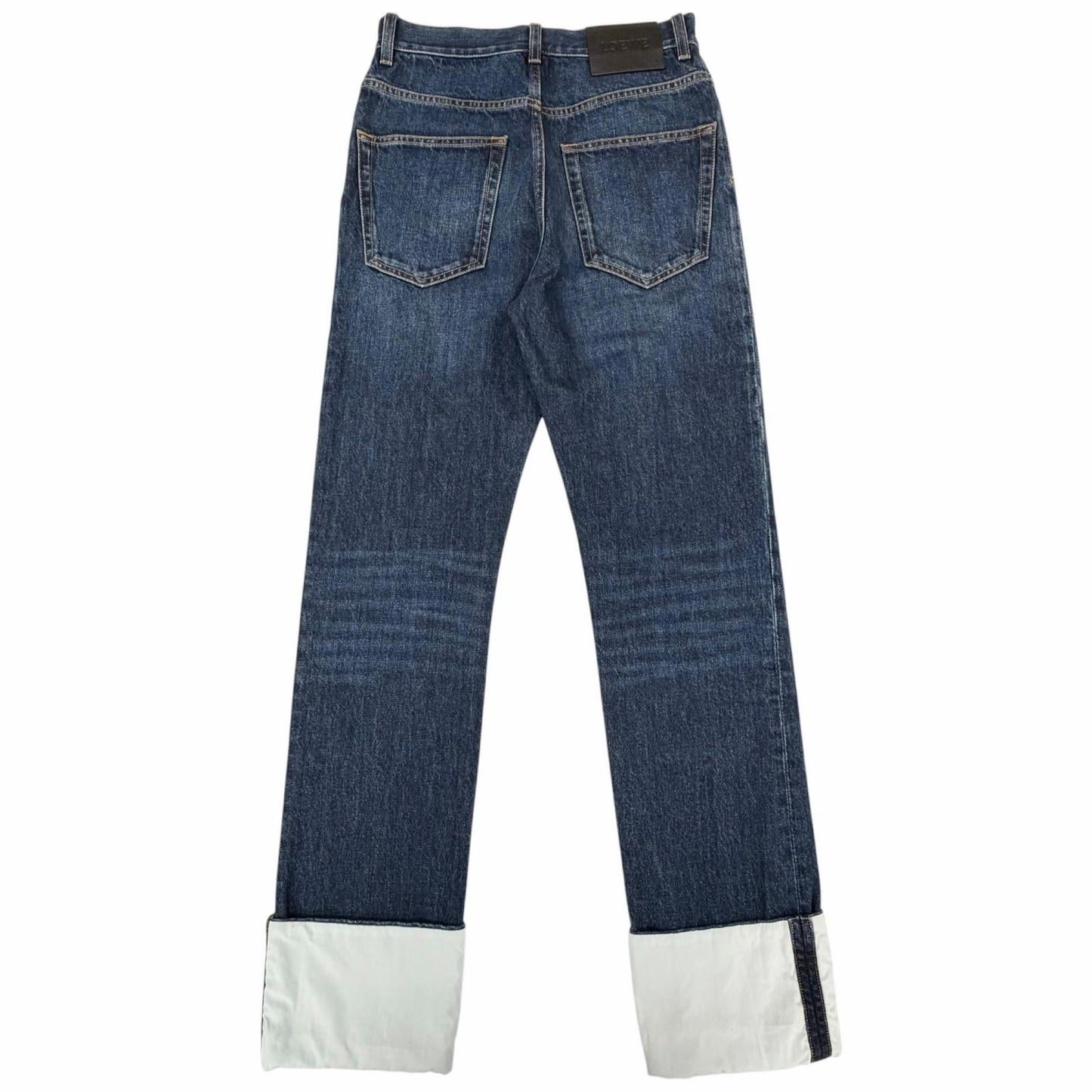 Loewe Fisherman Leather Logo Patch Turn Up Jeans Denim Pants Indigo 44 — view 2