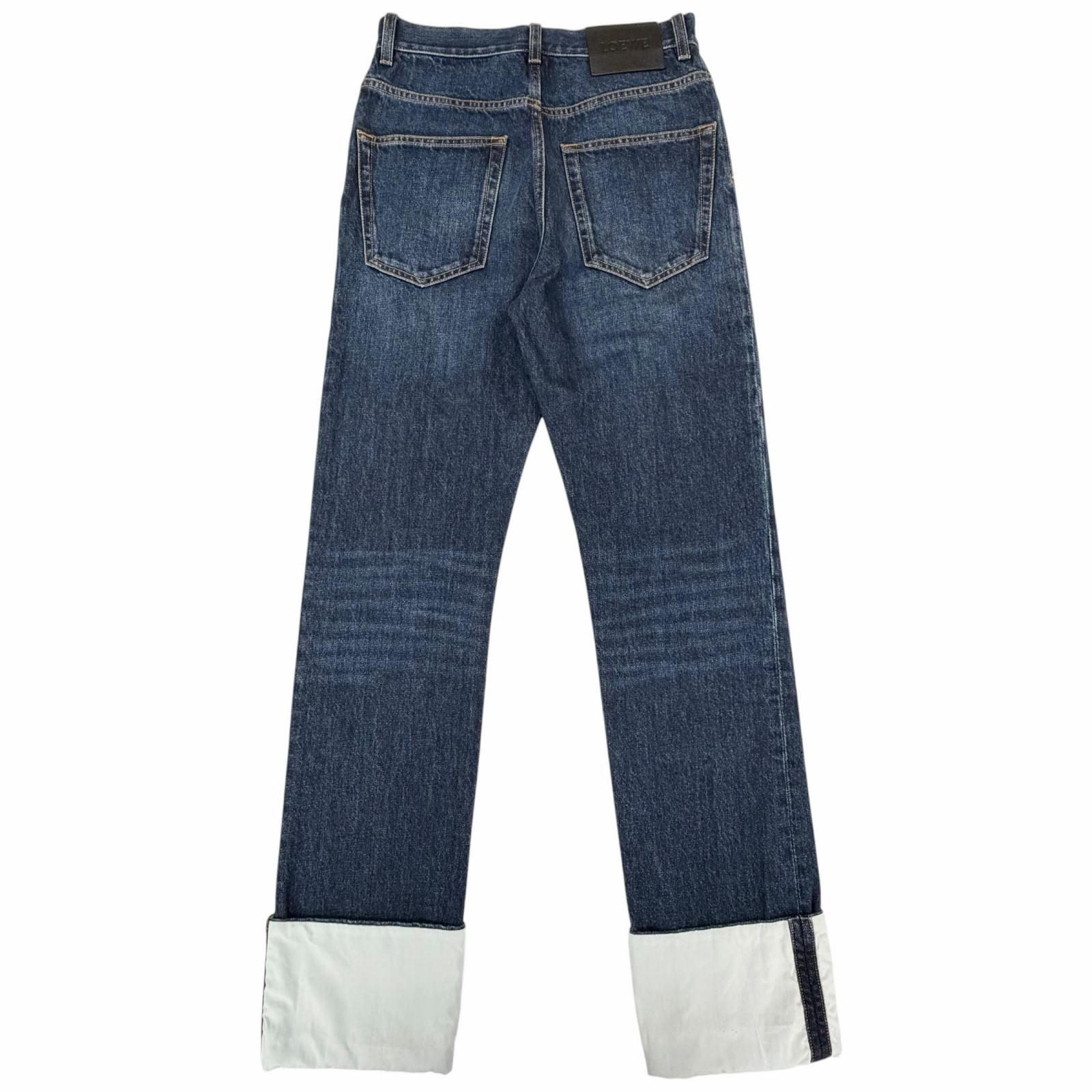 Loewe Fisherman Leather Logo Patch Turn Up Jeans Denim Pants Indigo 44 — view 2