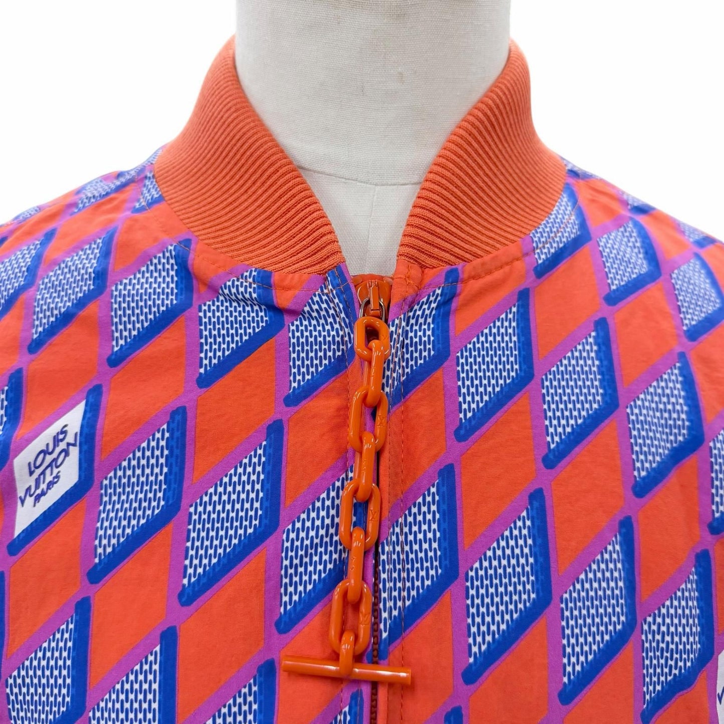 Louis Vuitton Diamond Damier Double Zip Jacket Bomber Orange Blue 52 — view 2