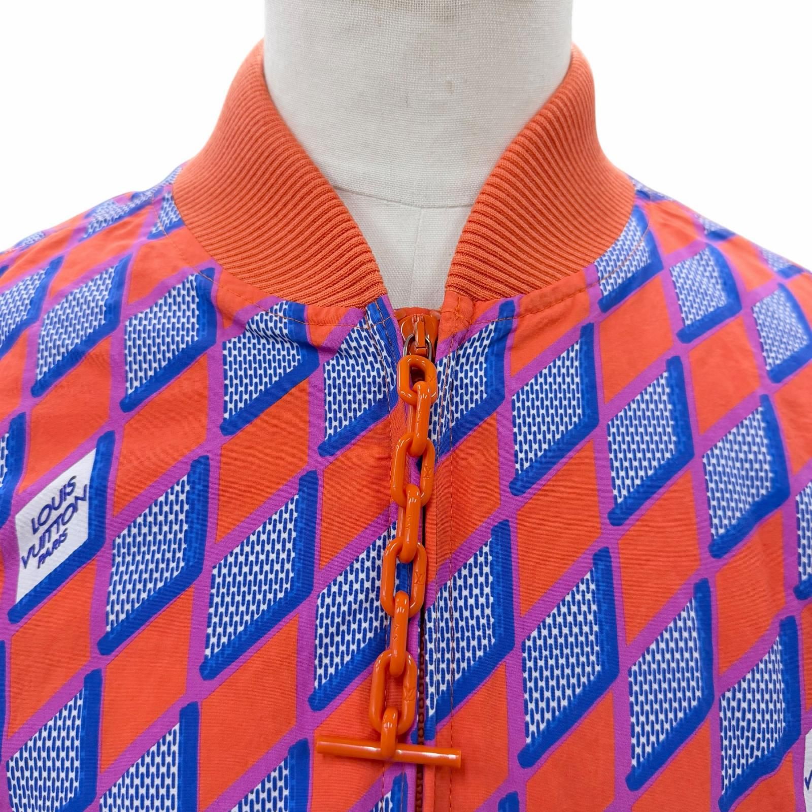 Louis Vuitton Diamond Damier Double Zip Jacket Bomber Orange Blue 52 — view 2