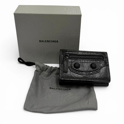 Balenciaga le Cagole Logo Leather Mini Wallet Trifold Black — view 2