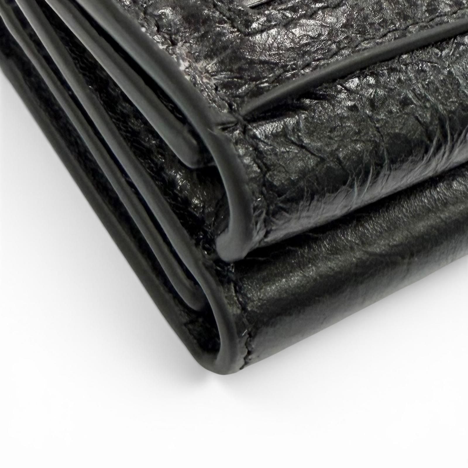 Balenciaga le Cagole Logo Leather Mini Wallet Trifold Black — view 8