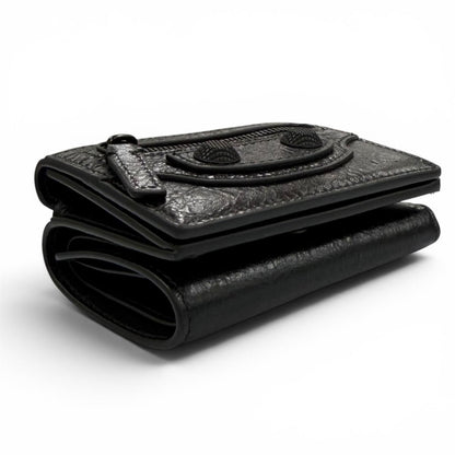 Balenciaga le Cagole Logo Leather Mini Wallet Trifold Black — view 4