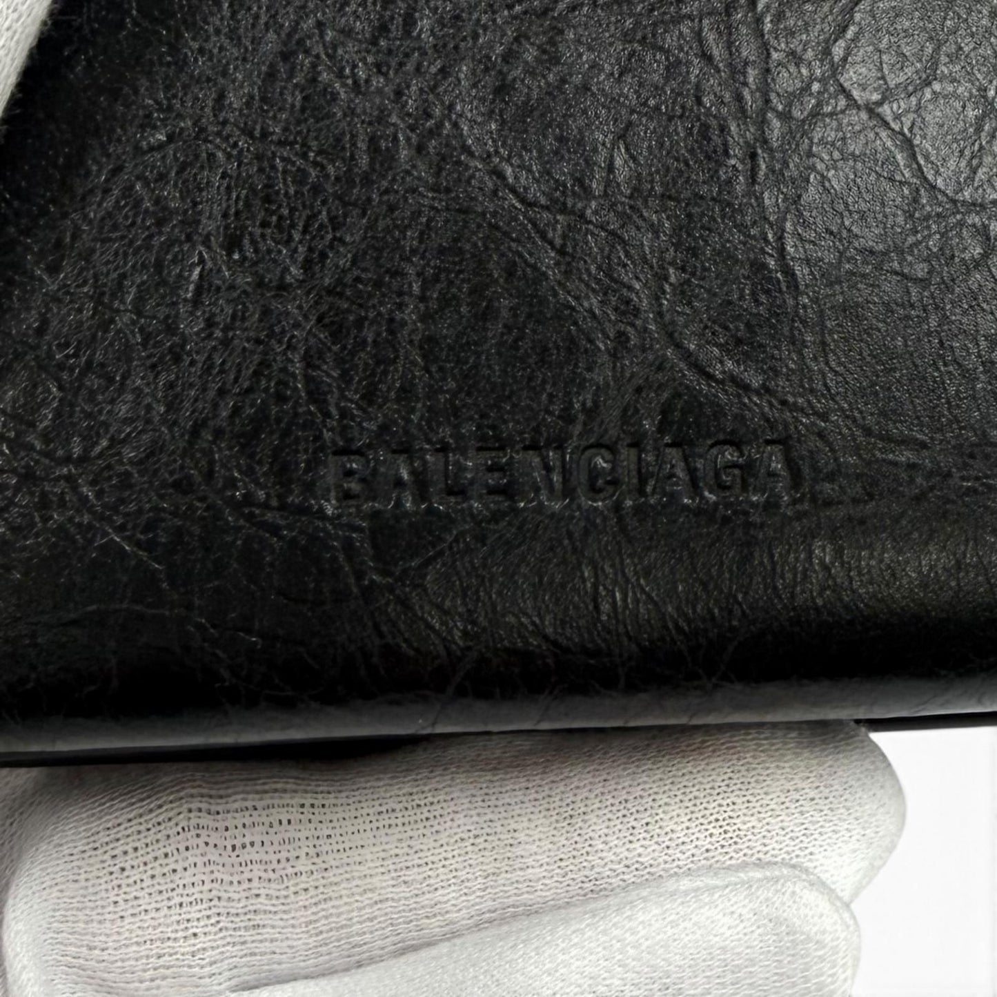 Balenciaga le Cagole Logo Leather Mini Wallet Trifold Black — view 9