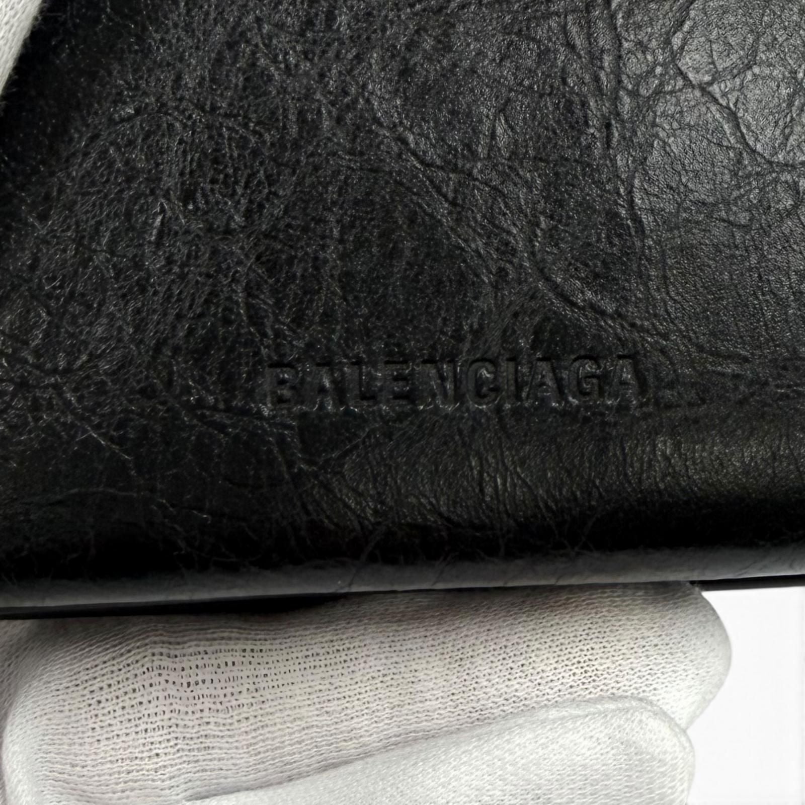 Balenciaga le Cagole Logo Leather Mini Wallet Trifold Black — view 9