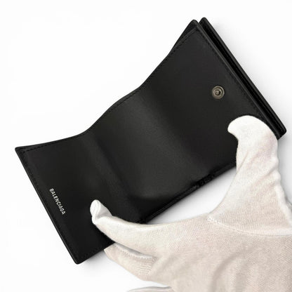 Balenciaga le Cagole Logo Leather Mini Wallet Trifold Black — view 5