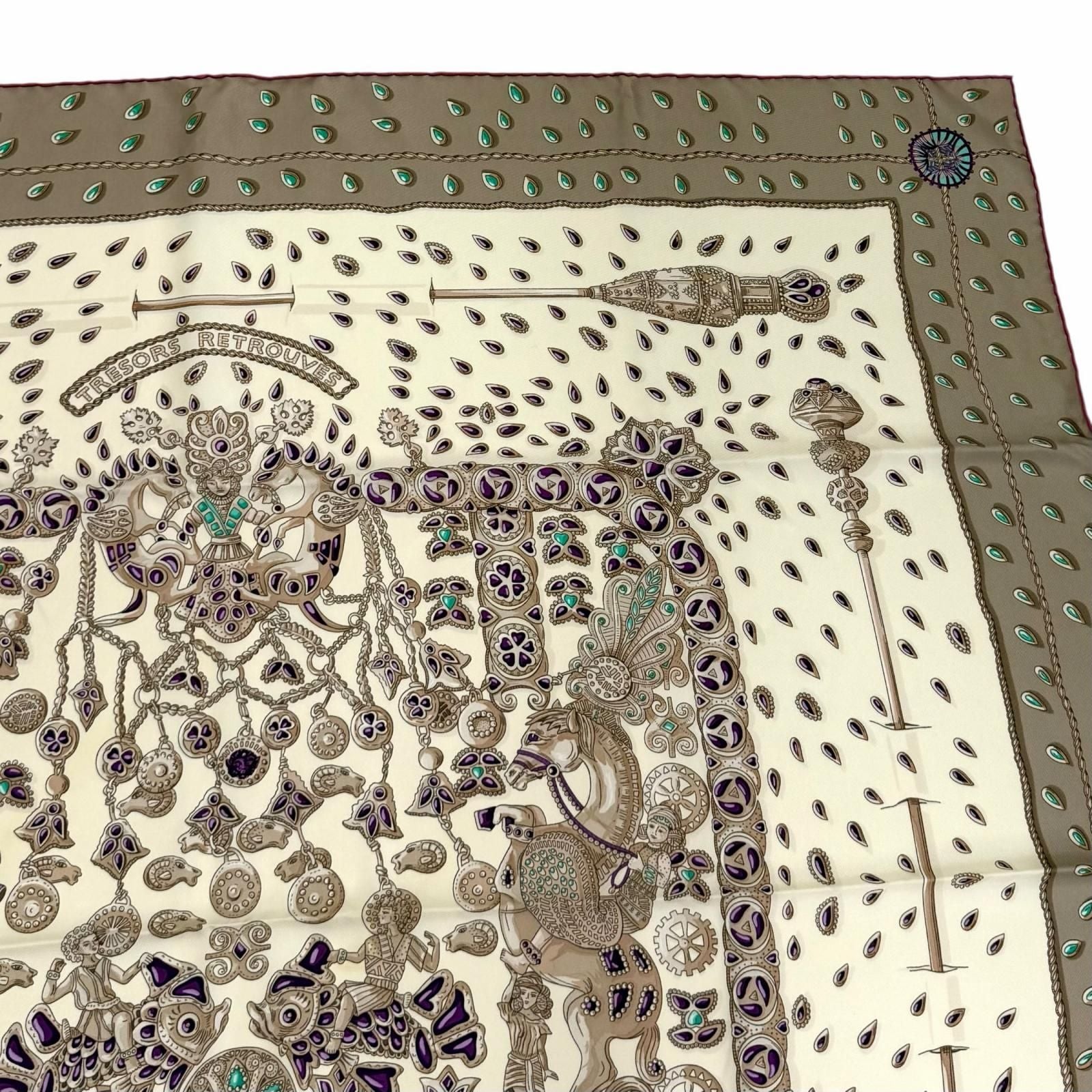 Hermes Carre 90 Tresors Retrouves Hidden Treasure Silk 100% Scarf Multi — view 4