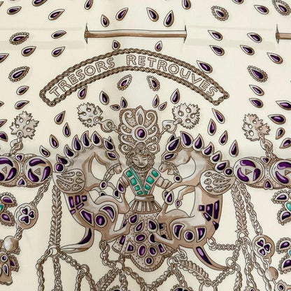 Hermes Carre 90 Tresors Retrouves Hidden Treasure Silk 100% Scarf Multi — view 7