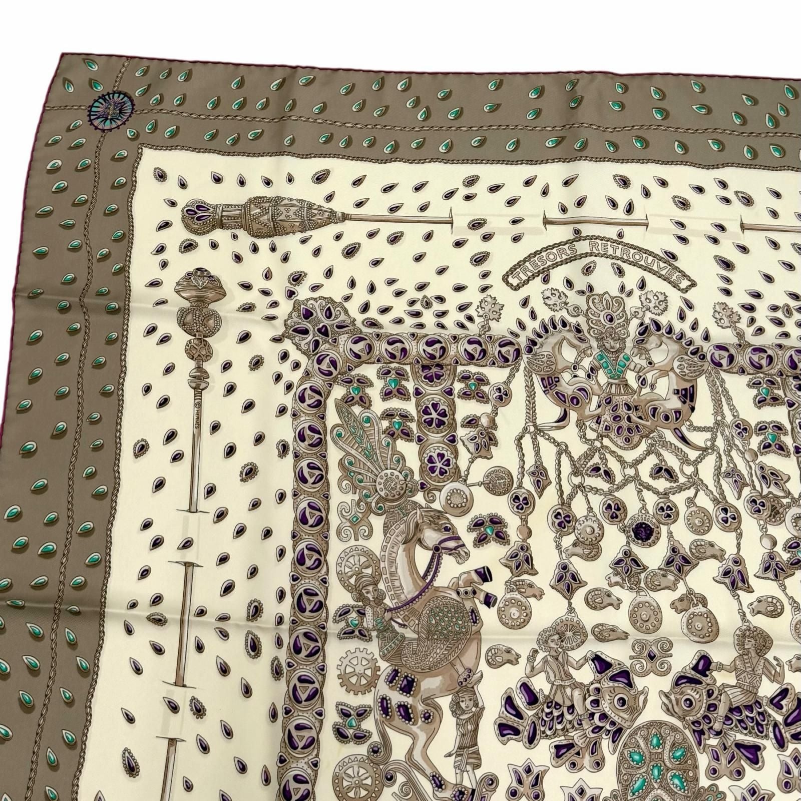 Hermes Carre 90 Tresors Retrouves Hidden Treasure Silk 100% Scarf Multi — view 3