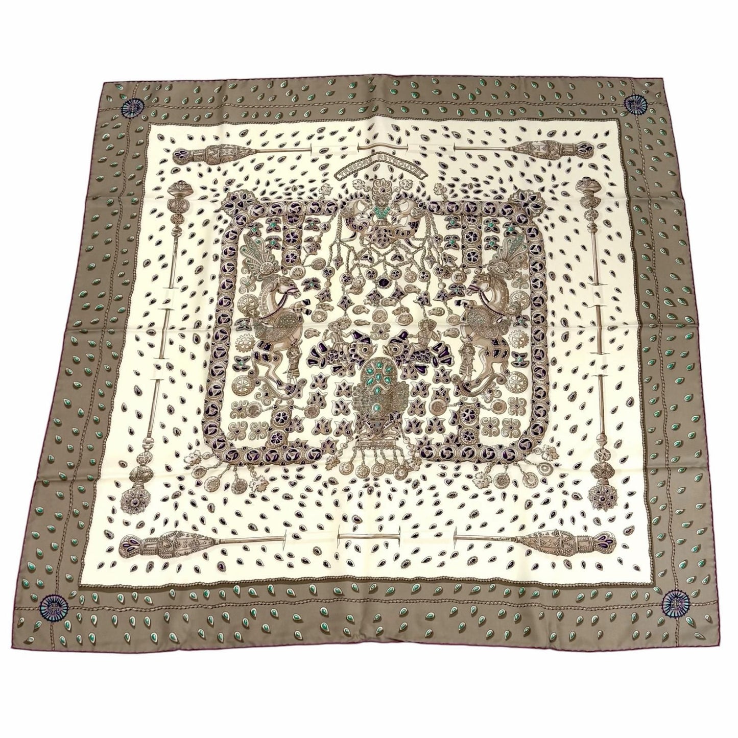Hermes Carre 90 Tresors Retrouves Hidden Treasure Silk 100% Scarf Multi