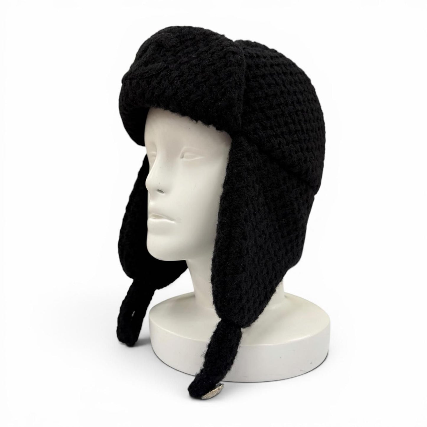 Chanel Cashmere Silk CC Logo Chapka Hat Trapper Hat Flight Hat Knit Cap Black — view 3