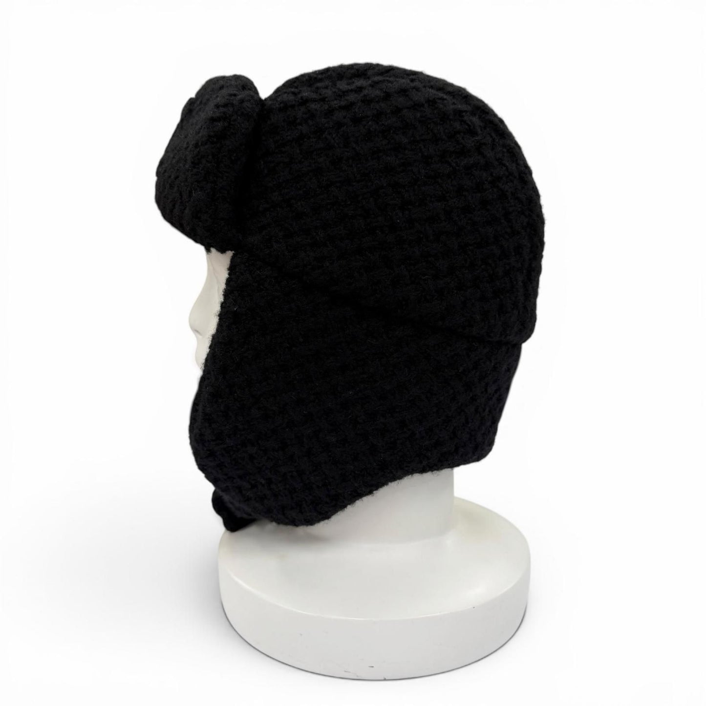 Chanel Cashmere Silk CC Logo Chapka Hat Trapper Hat Flight Hat Knit Cap Black — view 6