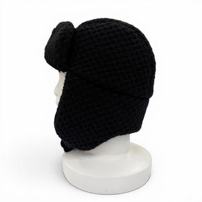 Chanel Cashmere Silk CC Logo Chapka Hat Trapper Hat Flight Hat Knit Cap Black — view 6