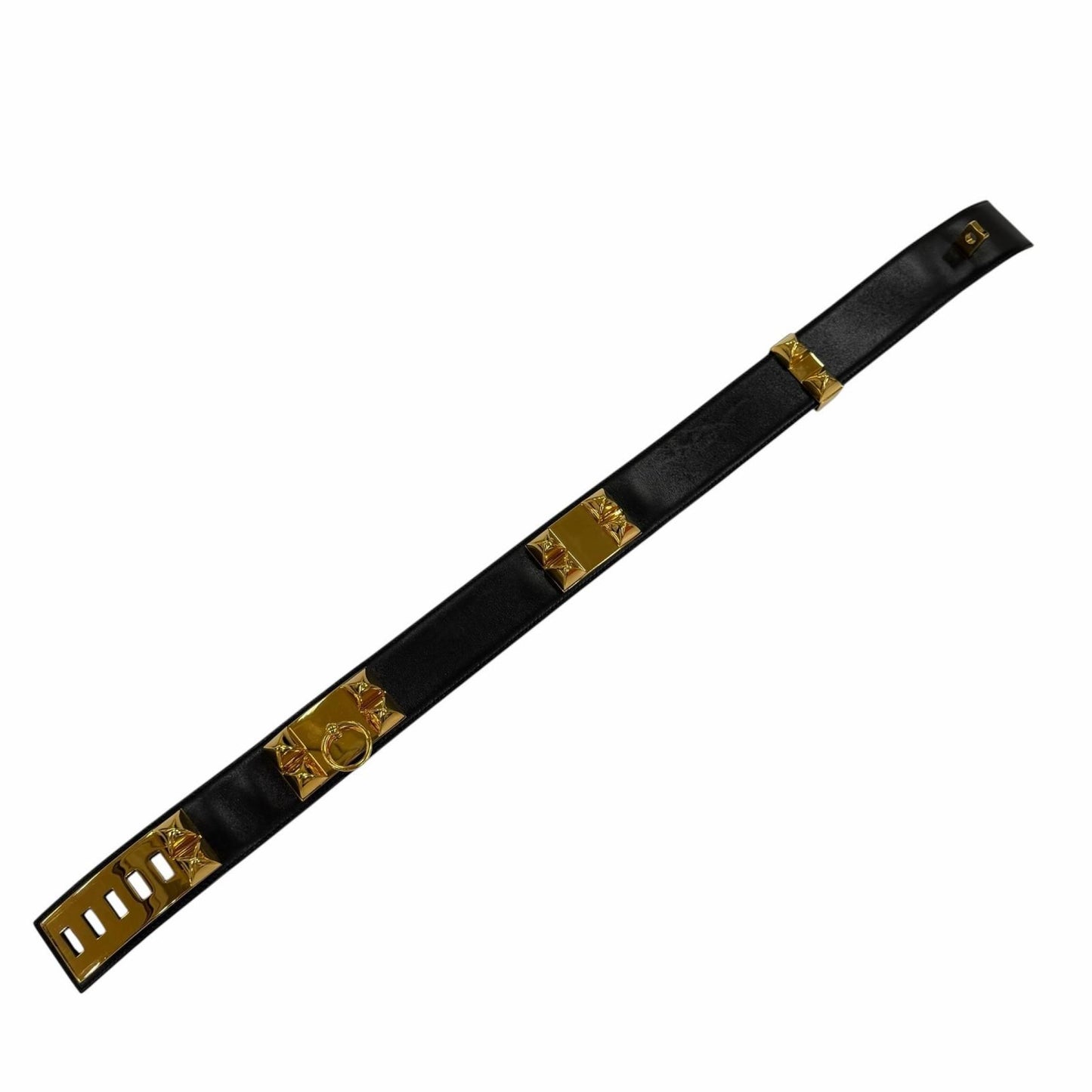 Hermes Vintage Collier de Chien 50 Gold Leather Belt Black 65 — view 6