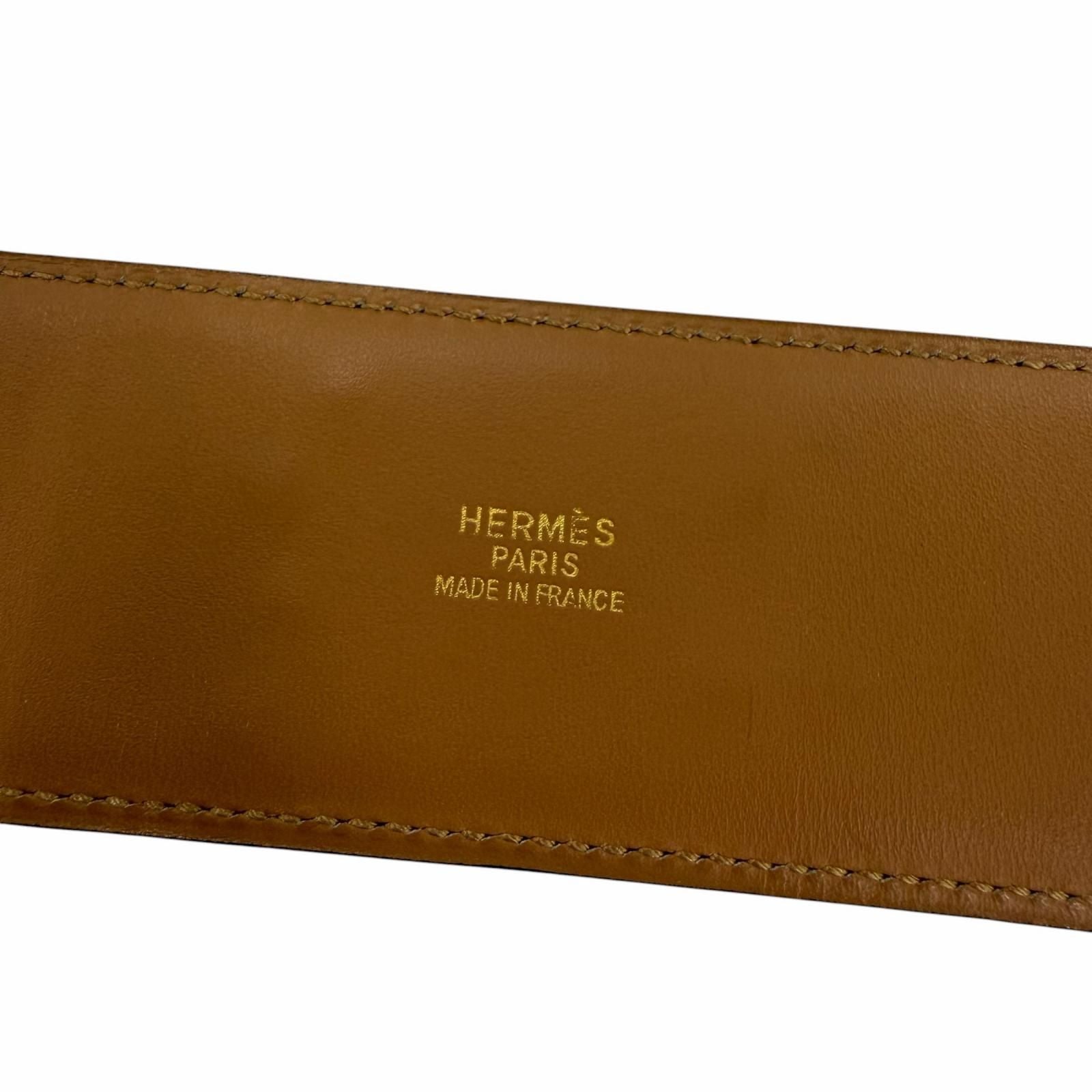 Hermes Vintage Collier de Chien 50 Gold Leather Belt Black 65 — view 9