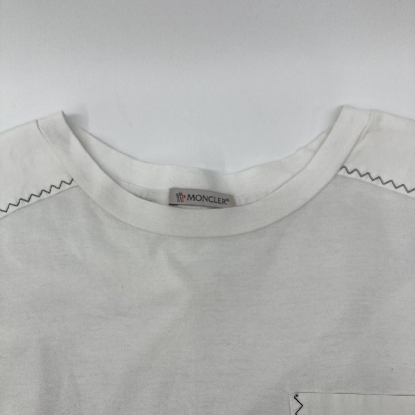 Moncler White SS T-Shirt Tricolor Stitch — view 7