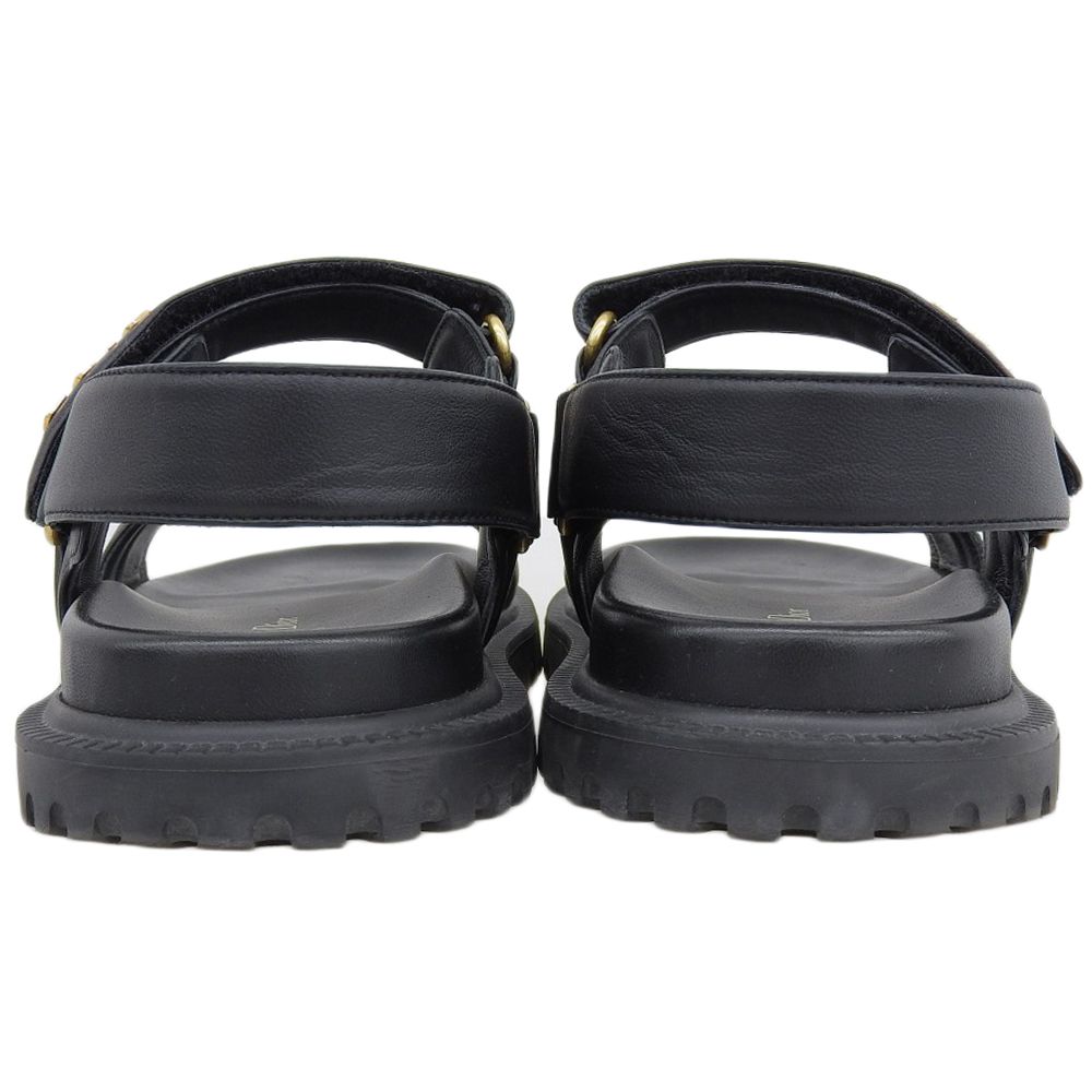 Dior Act Lambskin Metal Logo Backstrap Sandals Black Gold — view 3