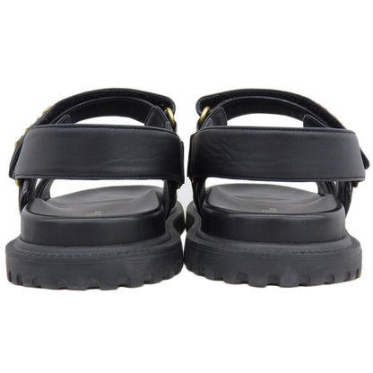 Dior Act Lambskin Metal Logo Backstrap Sandals Black Gold — view 3
