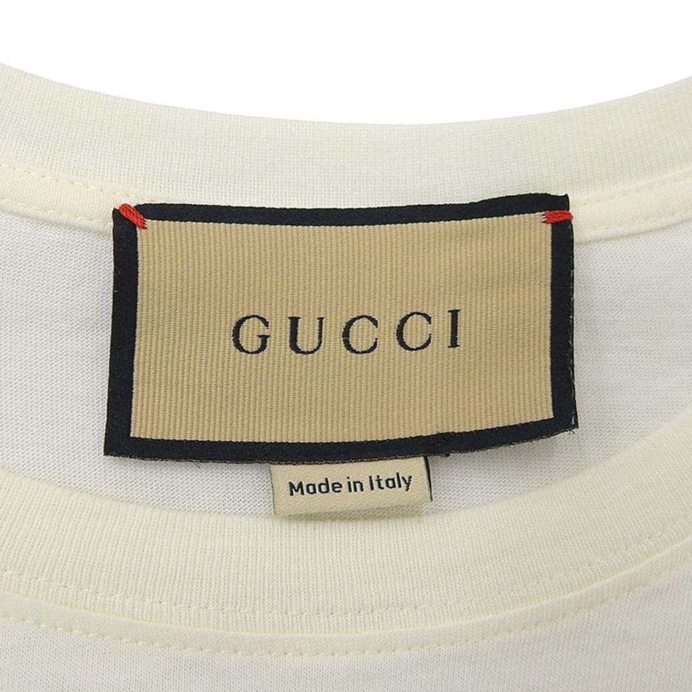 Gucci Cotton Front Logo Crew Neck Short Sleeve Top White Blue — view 3