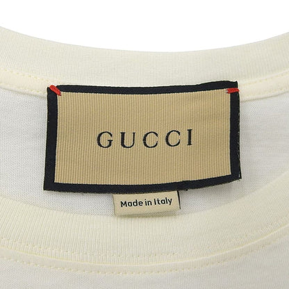 Gucci Cotton Front Logo Crew Neck Short Sleeve Top White Blue — view 3