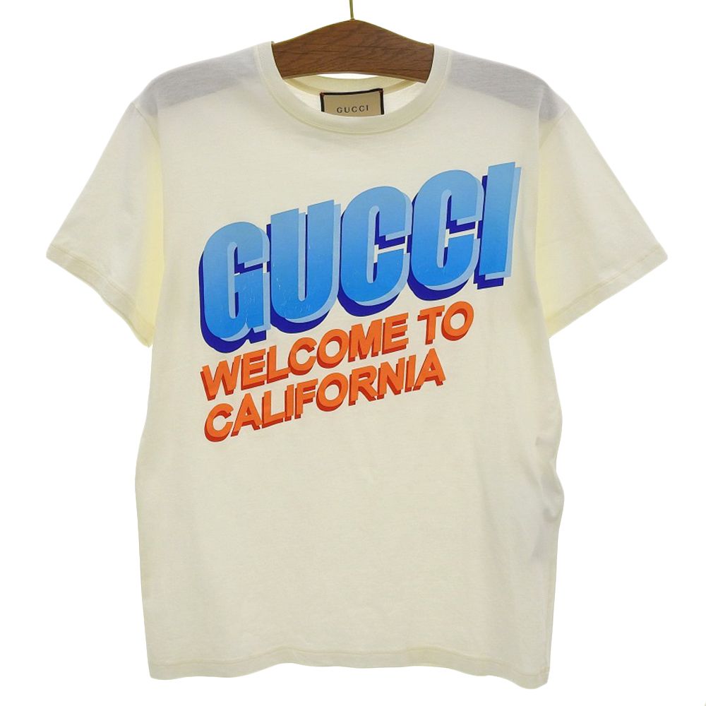 Gucci Cotton Front Logo Crew Neck Short Sleeve Top White Blue