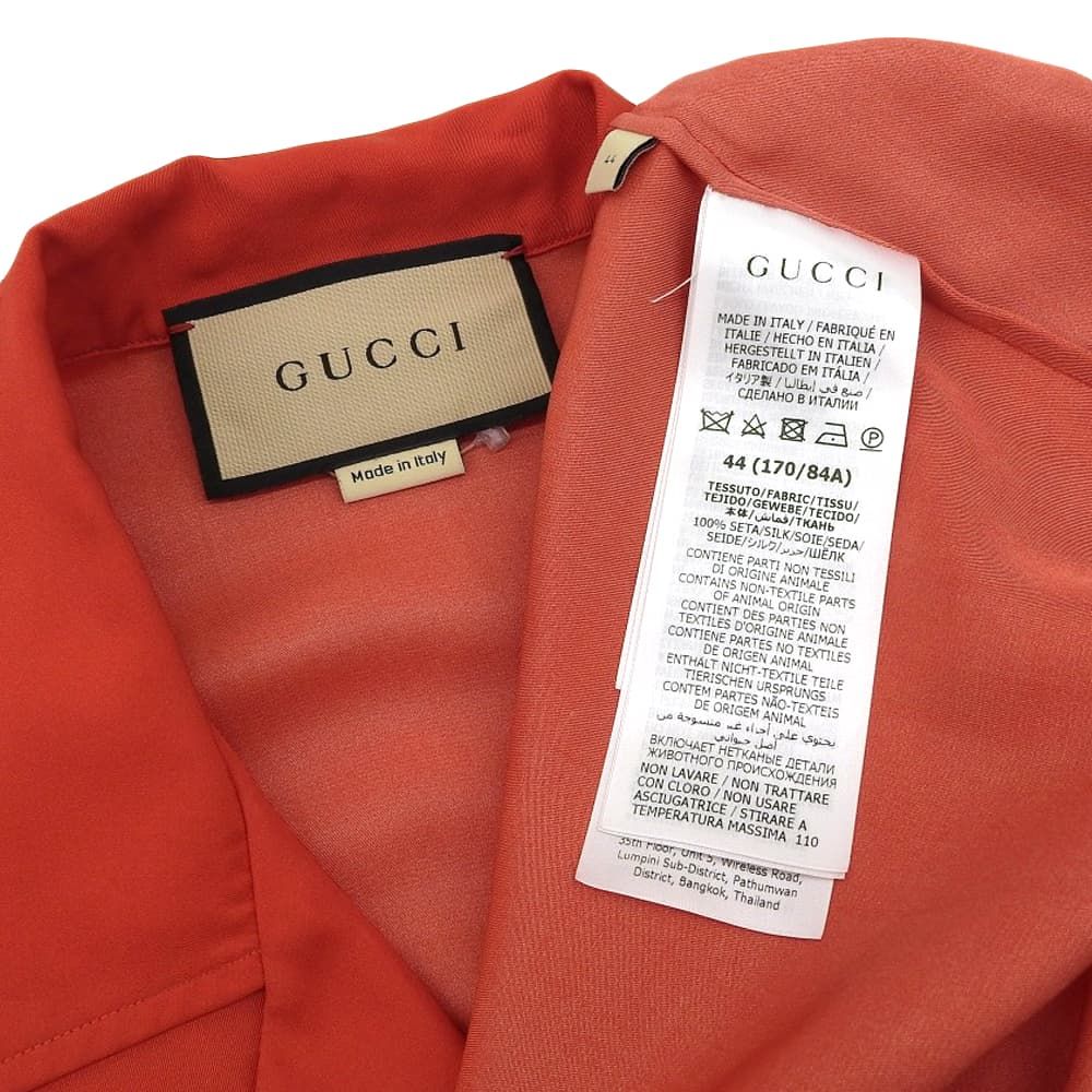 Gucci Silk Twill Dog Print Open Collar Shirt Top — view 3