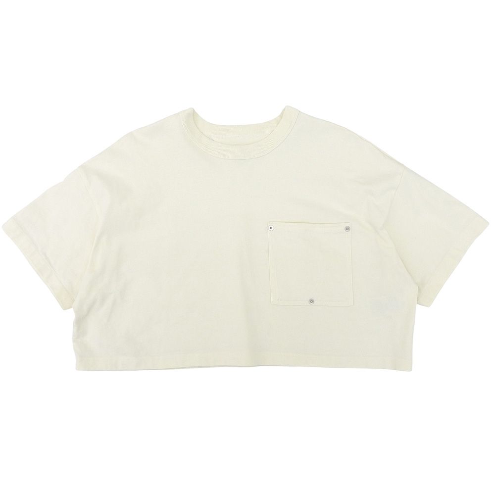 Bottega Veneta Stitch Pocket Short Sleeve Cropped Top Ivory