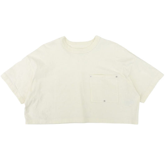 Bottega Veneta Stitch Pocket Short Sleeve Cropped Top Ivory