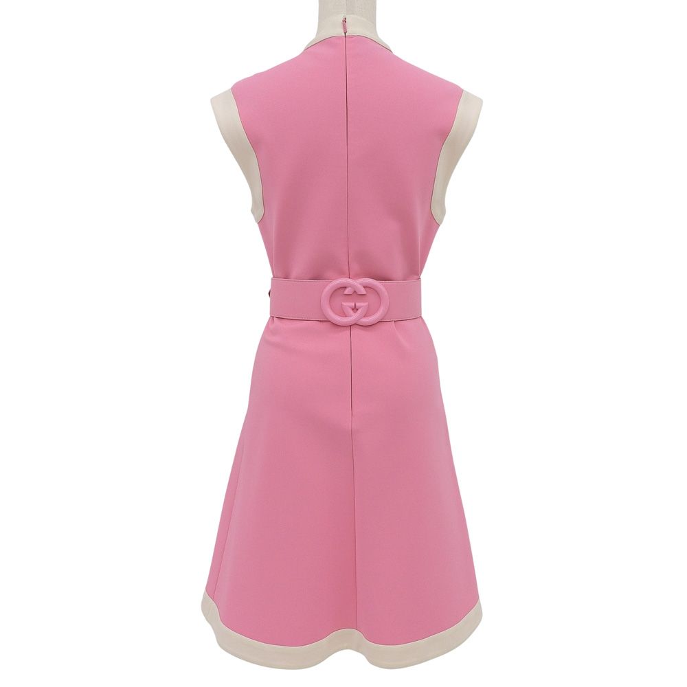Gucci GG Belt Jersey Sleeve Dress Pink — view 2