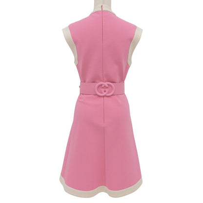 Gucci GG Belt Jersey Sleeve Dress Pink — view 2