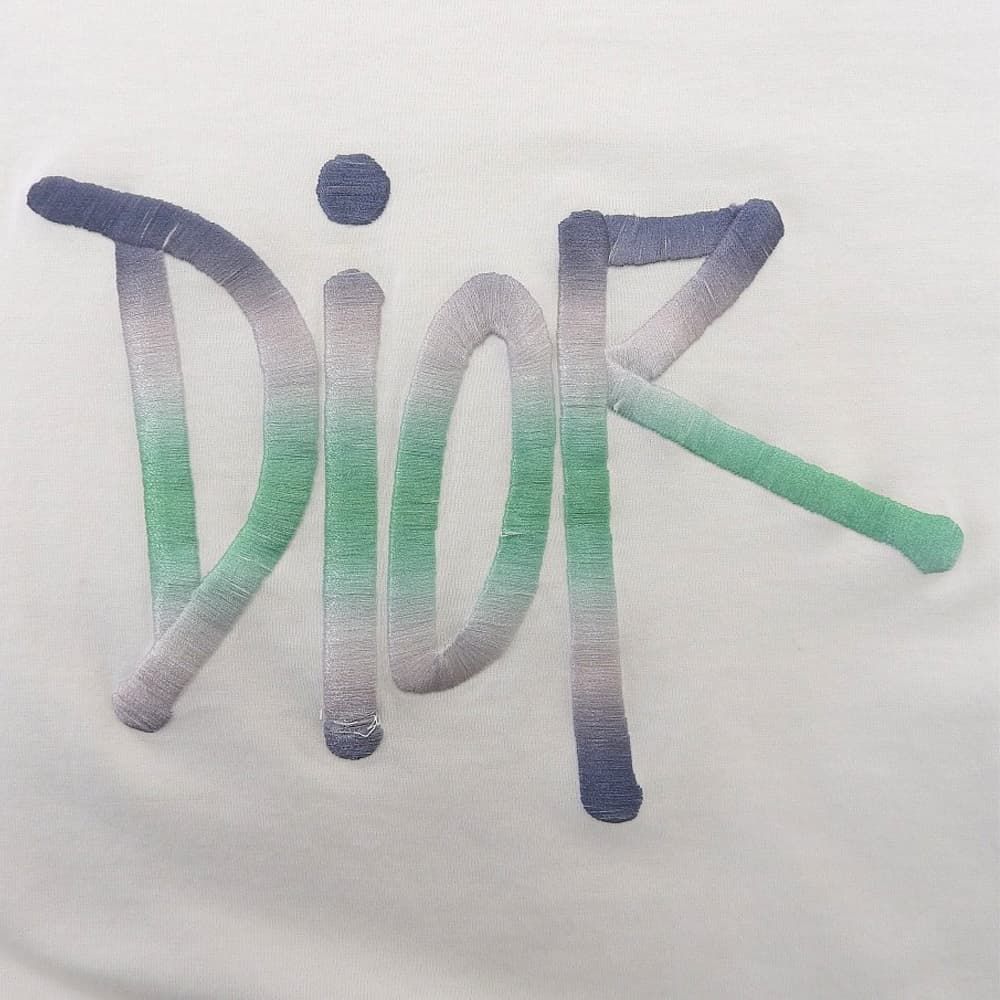Dior Cotton Logo Embroidery T-Shirt Top White — view 5