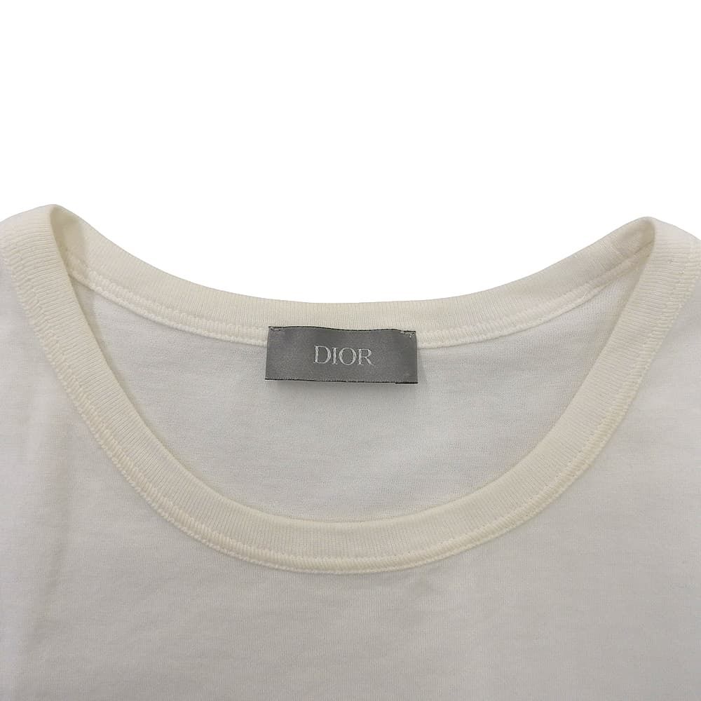 Dior Cotton Logo Embroidery T-Shirt Top White — view 3