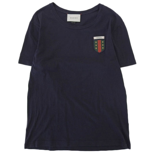 Gucci Cotton Emblem T-Shirt Top Navy