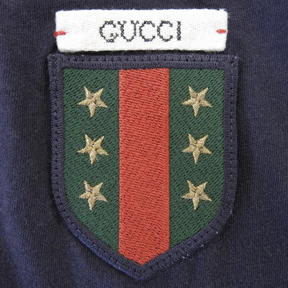 Gucci Cotton Emblem T-Shirt Top Navy — view 6